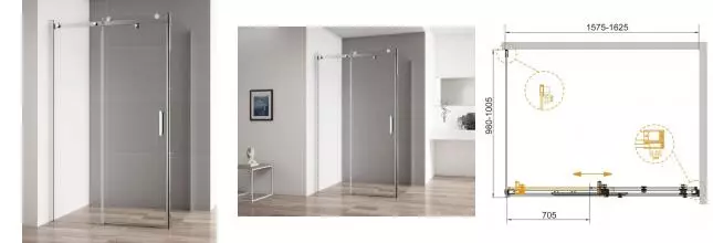 Душевой угол-ограждение «Cezares» STYLUS-SOFT-AH-1-160/100-C-Cr 160/100 прозрачный/хром без поддона универсальный Душевой угол-ограждение «Cezares» STYLUS-SOFT-AH-1-160/100-C-Cr 160/100 прозрачный/хром без поддона универсальный