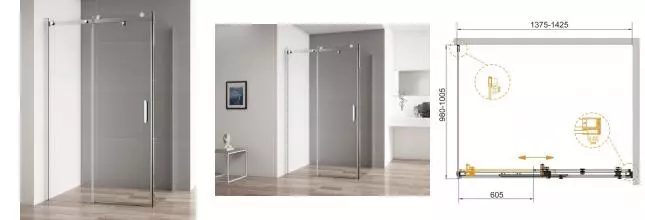 Душевой угол-ограждение «Cezares» STYLUS-SOFT-AH-1-140/100-C-Cr 140/100 прозрачный/хром без поддона универсальный Душевой угол-ограждение «Cezares» STYLUS-SOFT-AH-1-140/100-C-Cr 140/100 прозрачный/хром без поддона универсальный