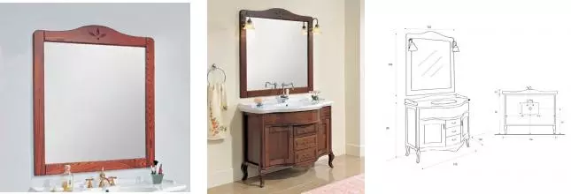 Зеркало из массива «Cezares» Andama 109/102 без света Rosso Frassinato