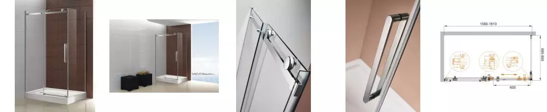 Душевой угол-ограждение «Cezares» STYLUS-O-M-AH-1-160/90-C-Cr 160/90 прозрачный/хром прямоугольный без поддона универсальный