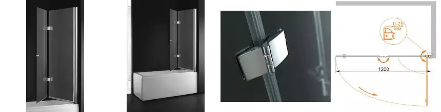 Шторка на ванну стеклянная «Cezares» VERONA-W-V-21-120-C-Cr прозрачная универсальная