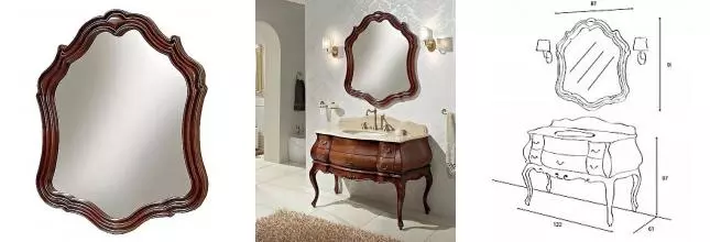 Зеркало «Cezares» Topazio 87/99 без света ciliegio anticato