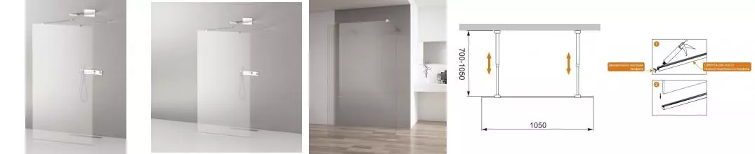 Душевая перегородка «Cezares» LIBERTA-L-2-105-C-Cr 105/195 прозрачная/хром