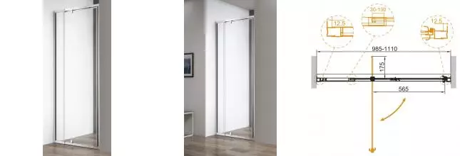 Душевая дверь «Cezares» VARIANTE-B-1-100/110-C-C 100/195 прозрачная универсальная
