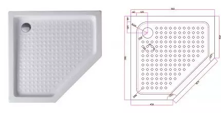 Душевой поддон «Cezares» TRAY-A-P-90-15-W с сифоном низкий акриловый многоугольный 