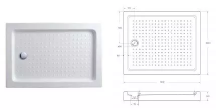 Душевой поддон «Cezares» TRAY-A-AH-120/100-15-W с сифоном низкий акриловый прямоугольный 