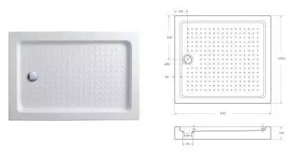 Душевой поддон «Cezares» TRAY-A-AH-110/100-15-W с сифоном низкий акриловый прямоугольный 