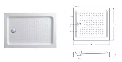 Душевой поддон «Cezares» TRAY-A-AH-100/90-15-W с сифоном низкий акриловый прямоугольный 