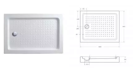 Душевой поддон «Cezares» TRAY-A-AH-100/80-15-W с сифоном низкий акриловый прямоугольный 