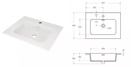 Раковина «Cezares» Glass 61 50202 фаянсовая Bianco