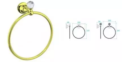 Полотенцедержатель «Cezares» OLIMP-RN-03/24-Sw на стену золото/сваровски