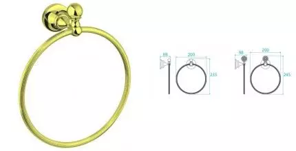 Полотенцедержатель «Cezares» OLIMP-RN-03/24-M на стену золото