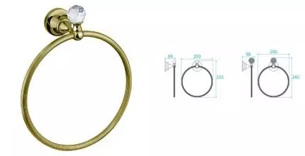 Полотенцедержатель «Cezares» OLIMP-RN-02-Sw на стену бронза/сваровски