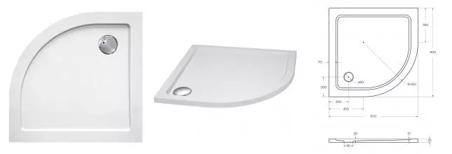 Душевой поддон «Cezares» TRAY-M-R-90-550-35-W 90/90 низкий стеклопластик четверть круга без сифона белый Душевой поддон «Cezares» TRAY-M-R-90-550-35-W 90/90 низкий стеклопластик четверть круга без сифона белый