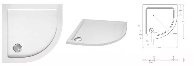 Душевой поддон «Cezares» TRAY-M-R-80-550-35-W 80/80 низкий стеклопластик четверть круга без сифона белый Душевой поддон «Cezares» TRAY-M-R-80-550-35-W 80/80 низкий стеклопластик четверть круга без сифона белый