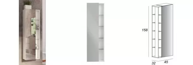 Пенал «Cezares» Angie 45 подвесной Bianco Lucido универсальный