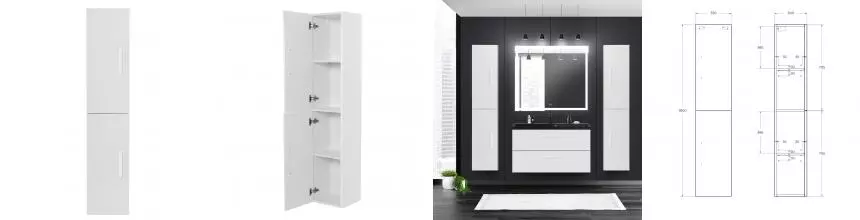 Пенал «Belbagno» Aurora 33/160 без ручек подвесной Bianco Lucido левый Пенал «Belbagno» Aurora 33/160 без ручек подвесной Bianco Lucido левый