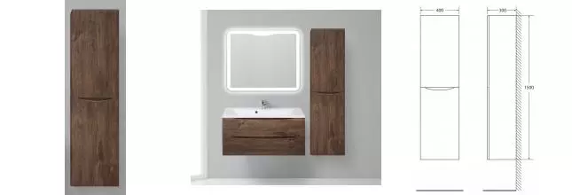 Пенал «Belbagno» Fly/Marino 40 подвесной Rovere Moro правый Пенал «Belbagno» Fly/Marino 40 подвесной Rovere Moro правый