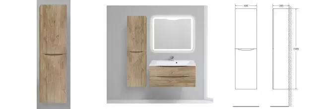 Пенал «Belbagno» Fly/Marino 40 подвесной Rovere Nature левый Пенал «Belbagno» Fly/Marino 40 подвесной Rovere Nature левый