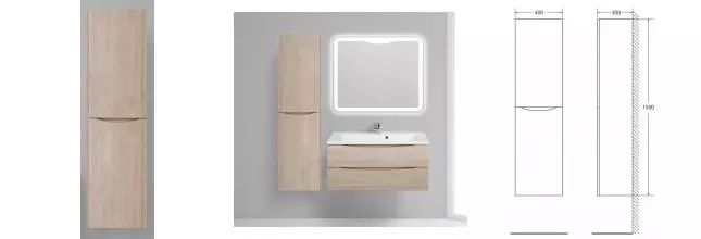 Пенал «Belbagno» Fly/Marino 40 подвесной Rovere Grigio левый Пенал «Belbagno» Fly/Marino 40 подвесной Rovere Grigio левый
