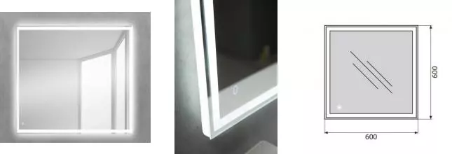 Зеркало «Belbagno» SPC-GRT 60/60 с сенсорным выключателем с подсветкой Зеркало «Belbagno» SPC-GRT 60/60 с сенсорным выключателем с подсветкой