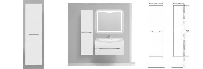 Пенал «Belbagno» Fly/Marino 40 подвесной Bianco Opaco левый Пенал «Belbagno» Fly/Marino 40 подвесной Bianco Opaco левый