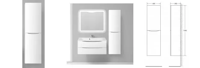 Пенал «Belbagno» Fly/Marino 40 подвесной Bianco Lucido правый Пенал «Belbagno» Fly/Marino 40 подвесной Bianco Lucido правый