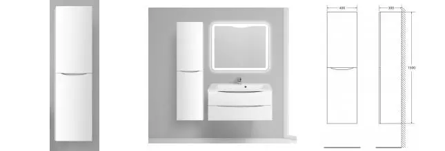 Пенал «Belbagno» Fly/Marino 40 подвесной Bianco Lucido левый Пенал «Belbagno» Fly/Marino 40 подвесной Bianco Lucido левый