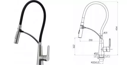 Смеситель для кухонной мойки «Belbagno» BB-LAM36-IN сатин/чёрный Смеситель для кухонной мойки «Belbagno» BB-LAM36-IN сатин/чёрный