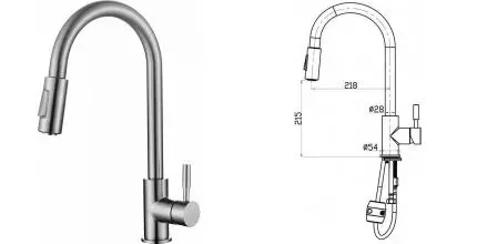 Смеситель для кухонной мойки «Belbagno» BB-LAM31A-IN с выдвижным изливом сатин Смеситель для кухонной мойки «Belbagno» BB-LAM31A-IN с выдвижным изливом сатин