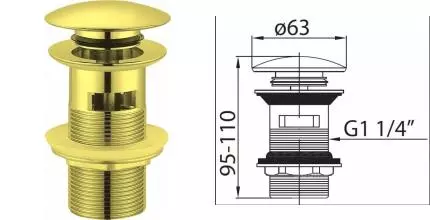 Донный клапан для раковины «Cezares» CZR-SAT1-03/24 с механизмом Клик-Клак золото