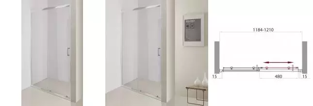 Душевая дверь «Belbagno» UNO-BF-1-120-C-Cr 120/185 прозрачная Душевая дверь «Belbagno» UNO-BF-1-120-C-Cr 120/185 прозрачная