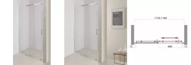 Душевая дверь «Belbagno» UNO-BF-1-115-C-Cr 115/185 прозрачная Душевая дверь «Belbagno» UNO-BF-1-115-C-Cr 115/185 прозрачная