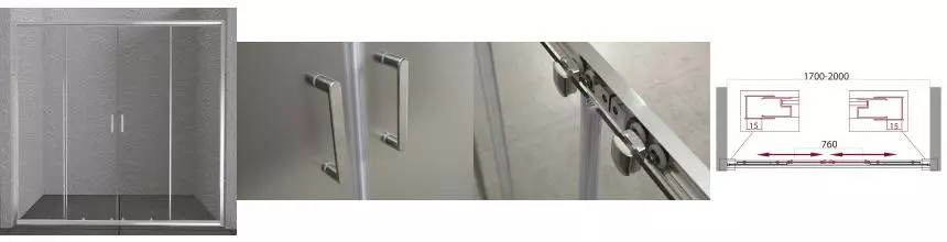 Душевая дверь «Belbagno» UNIQUE-BF-2-170/200-C-Cr 170/190 прозрачная Душевая дверь «Belbagno» UNIQUE-BF-2-170/200-C-Cr 170/190 прозрачная