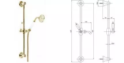 Душевой гарнитур «Cezares» LORD-SD-03/24-Bi золото