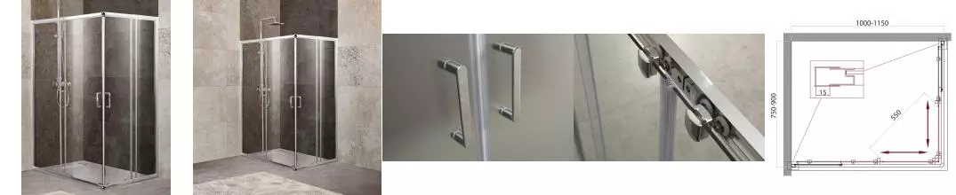 Душевой угол-ограждение «Belbagno» UNIQUE-AH-2-100/115-75/90-C-Cr прозрачный без поддона универсальный Душевой угол-ограждение «Belbagno» UNIQUE-AH-2-100/115-75/90-C-Cr прозрачный без поддона универсальный