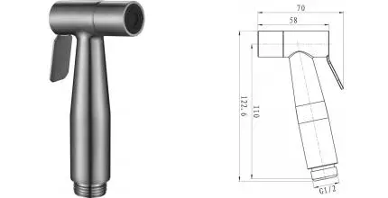 Ручная гигиеническая лейка «Belbagno» Nova BB-BFS1-IN сатин Ручная гигиеническая лейка «Belbagno» Nova BB-BFS1-IN сатин