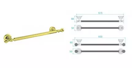 Полотенцедержатель «Cezares» OLIMP-TH06-03/24-M на стену золото Полотенцедержатель «Cezares» OLIMP-TH06-03/24-M на стену золото