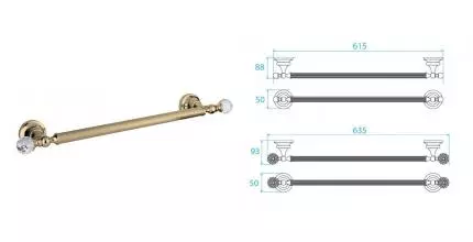 Полотенцедержатель «Cezares» OLIMP-TH06-02-Sw на стену бронза/сваровски