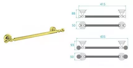 Полотенцедержатель «Cezares» OLIMP-TH05-03/24-M на стену золото Полотенцедержатель «Cezares» OLIMP-TH05-03/24-M на стену золото
