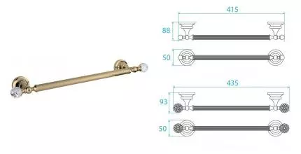 Полотенцедержатель «Cezares» OLIMP-TH05-02-Sw на стену бронза/сваровски