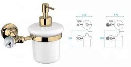 Дозатор для мыла «Cezares» OLIMP-SOI-02-Sw на стену бронза/сваровски