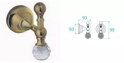 Крючок «Cezares» OLIMP-HK-02-Sw на стену бронза/сваровски