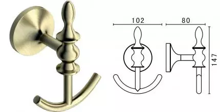 Двойной крючок «Art&Max» Bohemia AM-E-4286B-Br на стену бронза Двойной крючок «Art&Max» Bohemia AM-E-4286B-Br на стену бронза