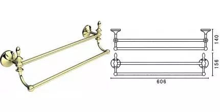 Полотенцедержатель двойной «Art&Max» Bohemia AM-E-4248-Do на стену золото