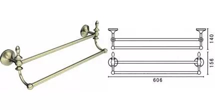 Полотенцедержатель двойной «Art&Max» Bohemia AM-E-4248-Br на стену бронза