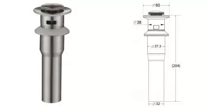 Донный клапан для раковины «Belbagno» BB-PCU-02-IN с механизмом Клик-Клак сатин