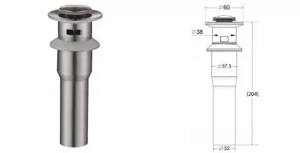 Донный клапан для раковины «Belbagno» BB-PCU-02-IN с механизмом Клик-Клак сатин Донный клапан для раковины «Belbagno» BB-PCU-02-IN с механизмом Клик-Клак сатин