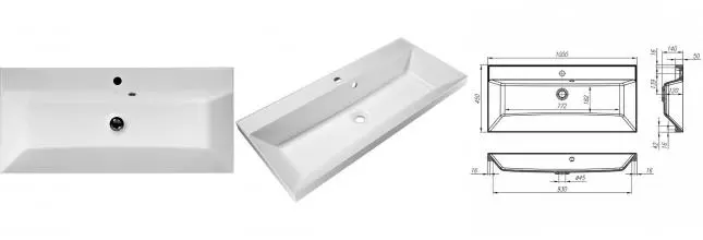 Раковина «Belbagno» 100/45 BB1000/450-LV-MR-AST литьевой мрамор белая Раковина «Belbagno» 100/45 BB1000/450-LV-MR-AST литьевой мрамор белая