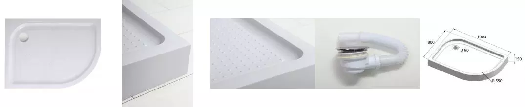 Душевой поддон «Belbagno» TRAY-BB-RH-100/80-550-15-W с сифоном низкий акриловый прямоугольно-асимметричный левый Душевой поддон «Belbagno» TRAY-BB-RH-100/80-550-15-W с сифоном низкий акриловый прямоугольно-асимметричный левый